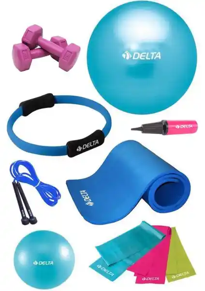 Delta 10 mm Minderli PTS Turkuaz Pilates Seti ile Evde ve Spor Salonu Antrenmanları