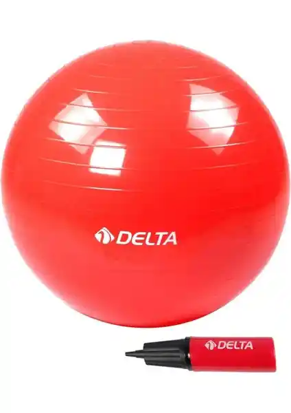 Delta 55 cm Kırmızı Deluxe Pilates Topu ve Çift Yönlü Pompa Seti ile Evde ve Spor Salonunda Sağlıklı Egzersizler