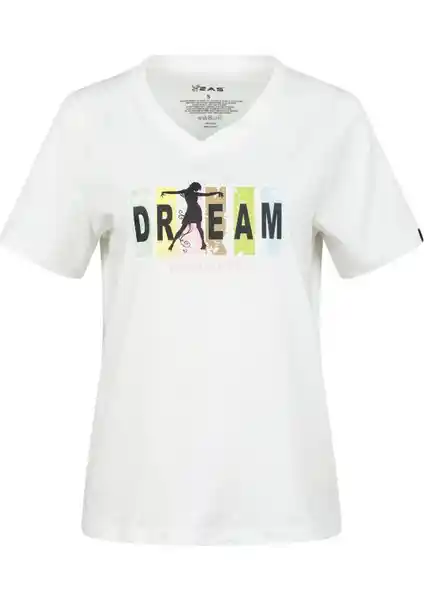 Kadınlar için sürdürülebilir ve şık V yaka baskılı pamuk tişörtü 404