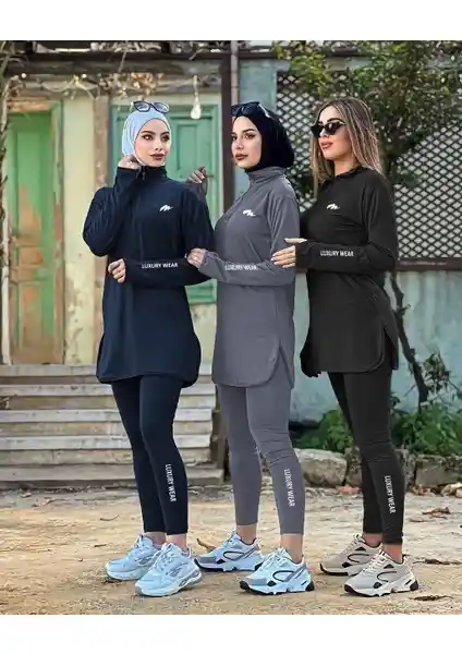 MİMİ LUXURY WEAR Lacivert Kan Fermuarlı Dalgıç Kumaş Jogger Eşofman Takımı