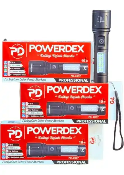 Powerdex PD-2007 Şarjlı El Feneri Günlük ve Profesyonel Kullanım İçin Güçlü Aydınlatma Çözümü