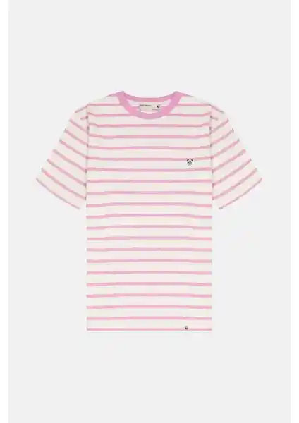 WWF Market Panda Supreme Çizgili Pembe/Krem Kadın Tişörtü Doğa ve Şıklık Bir Arada