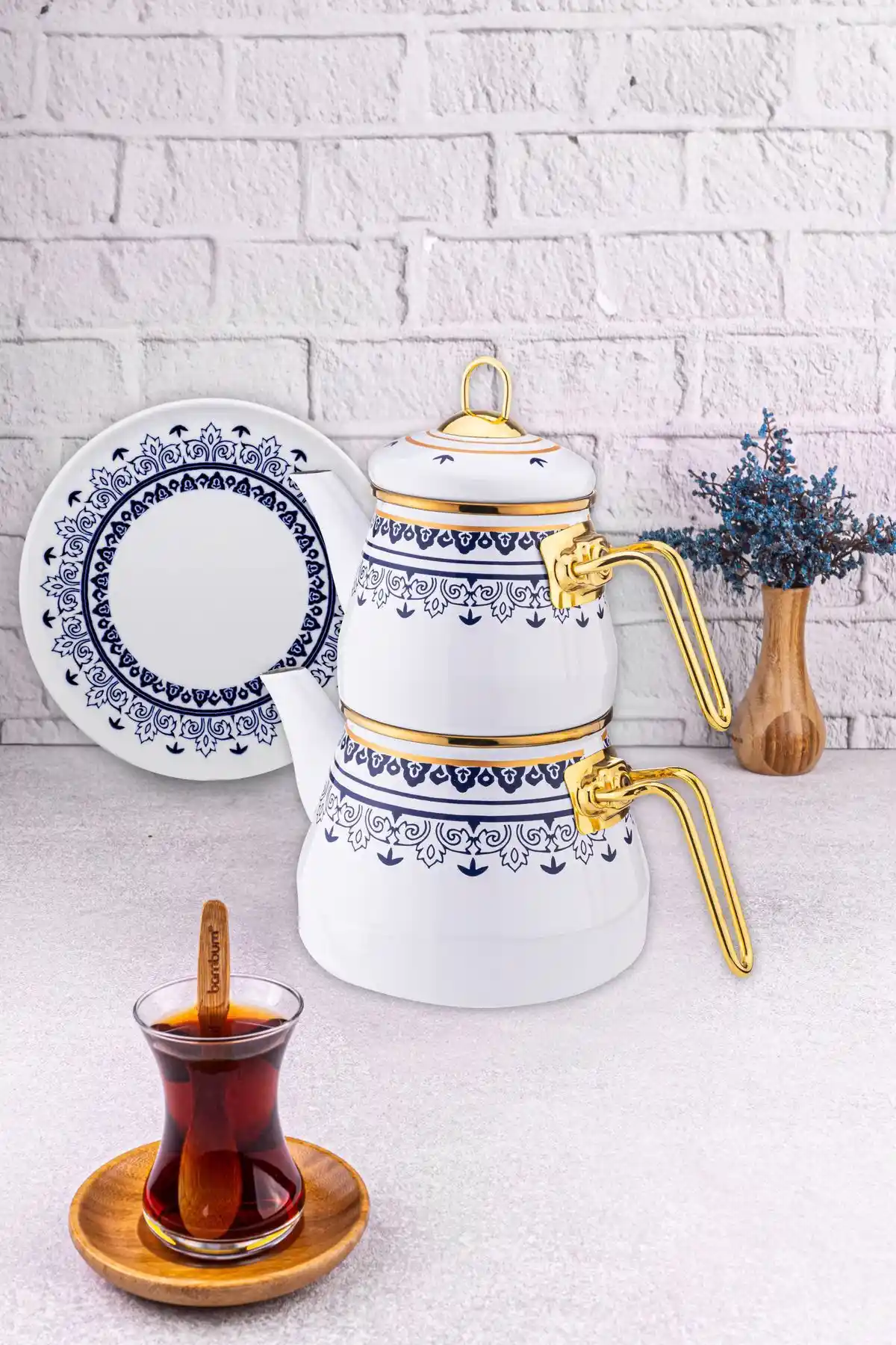 Bambum Lara Çaydanlık Takımı: Şık ve Dayanıklı Emaye Mutfak Gereçleri