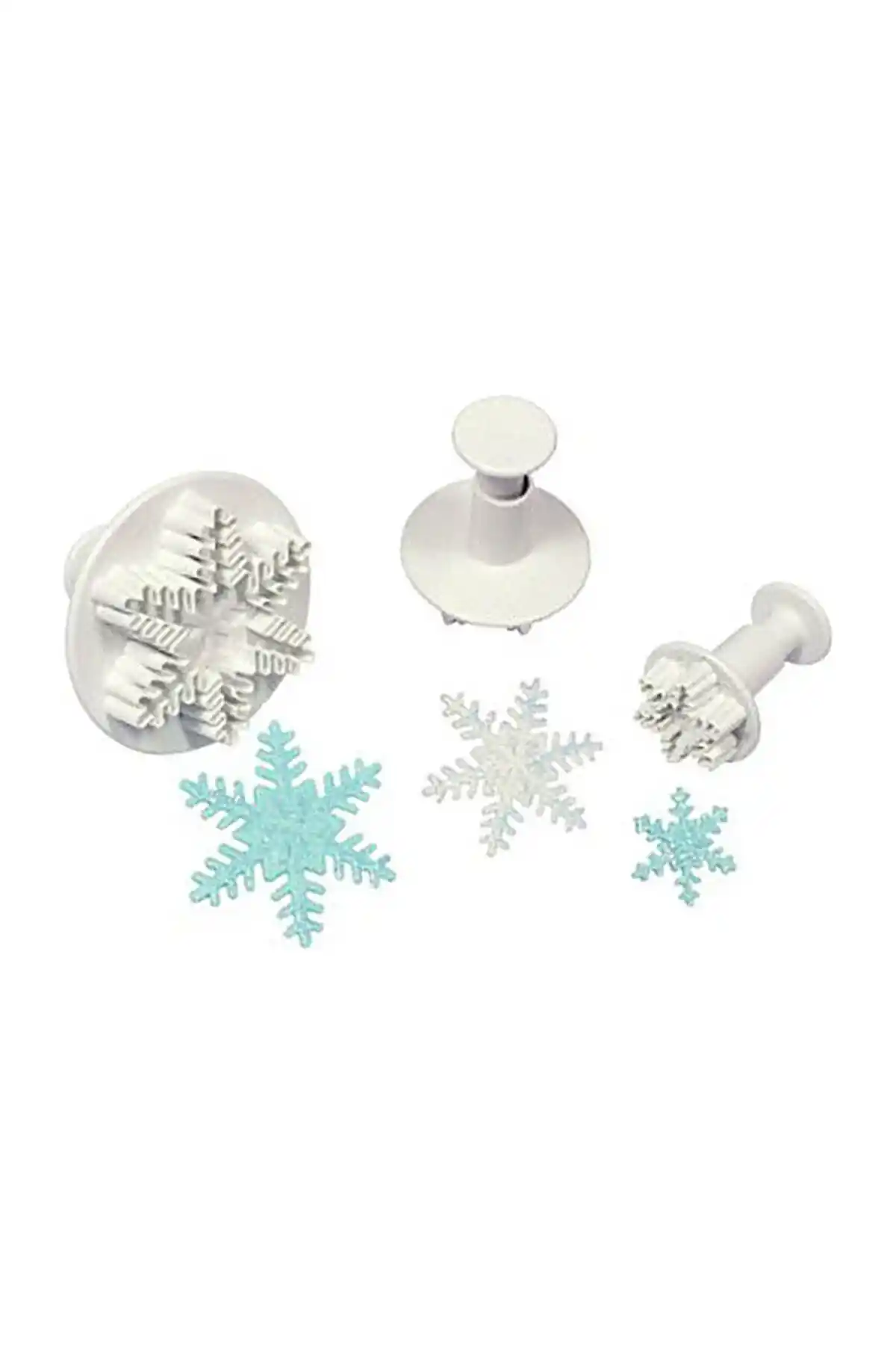 Butedo Kar Tanesi Büyük Basmalı Enjektörlü Kopat Kurabiye Kalıbı 3'lü Set ile Pratik ve Şık Kurabiyeler