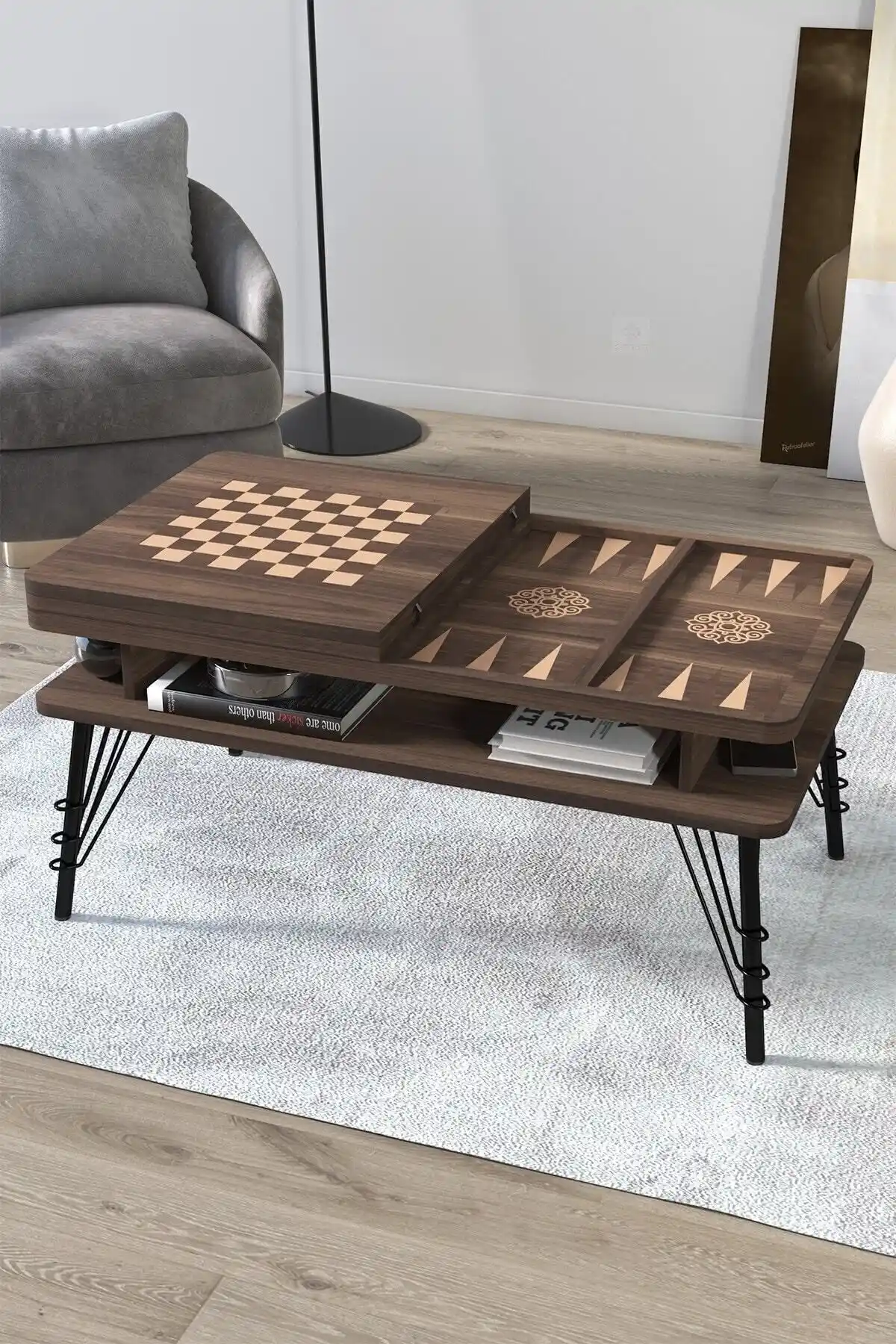 Canisa Kaisa Serisi MDF Tavla ve Satranç Sehpası Modern ve Çok Fonksiyonlu Dekorasyon Ürünü