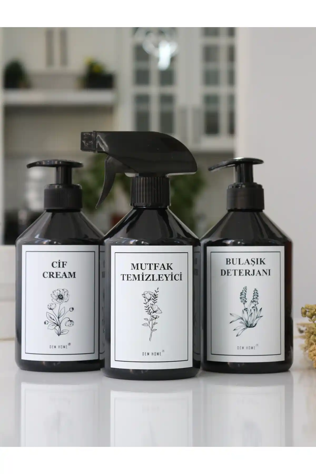Dem Home Siyah Plastik Mutfak Bulaşık Deterjanı Seti Pratik ve Şık Çözüm