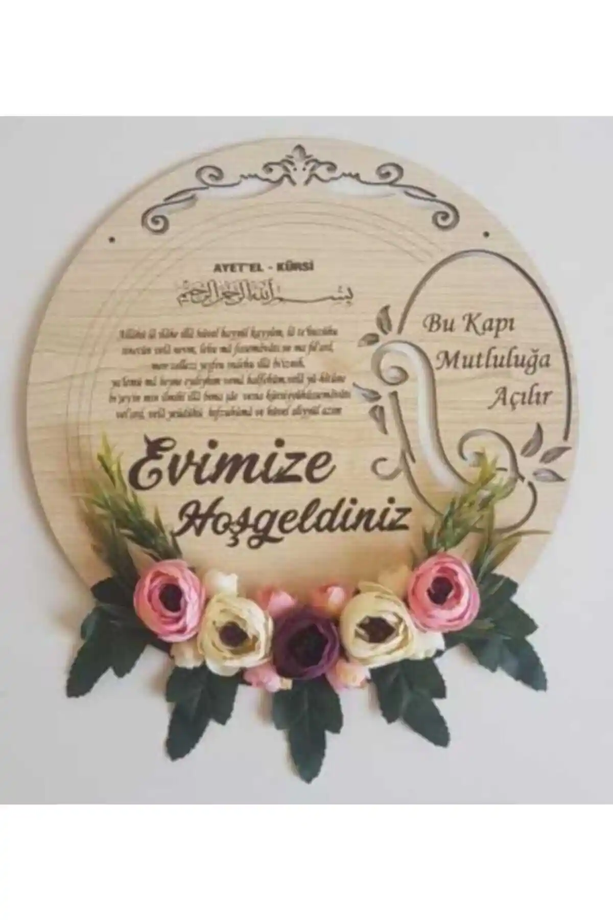 Ecrin Tuhafiye Hobi Yeni Model Kapı Süsü Doğal Ahşap ve Rustik Dekorasyon İçin Uygun