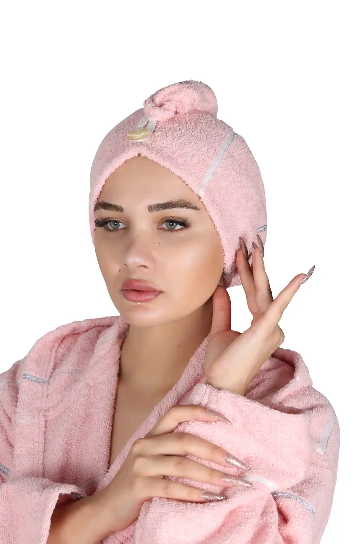 Esmen Pudra Renkli Düz Saç Havlusu Yüksek Emicilik ve Dayanıklılık Özellikleriyle