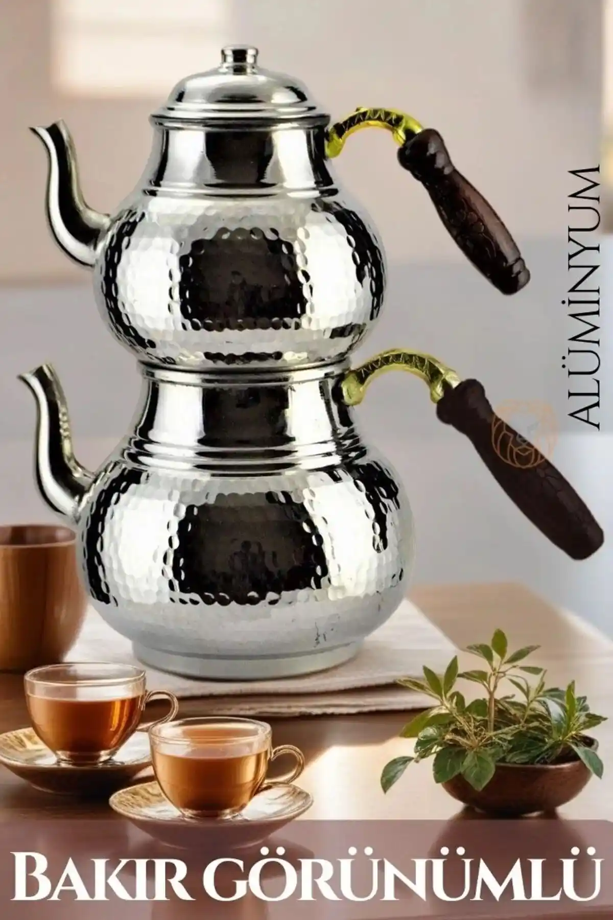 Genel Markalar Alüminyum Bakır Görünüm Büyük Çaydanlık Modern ve Dayanıklı Tasarım