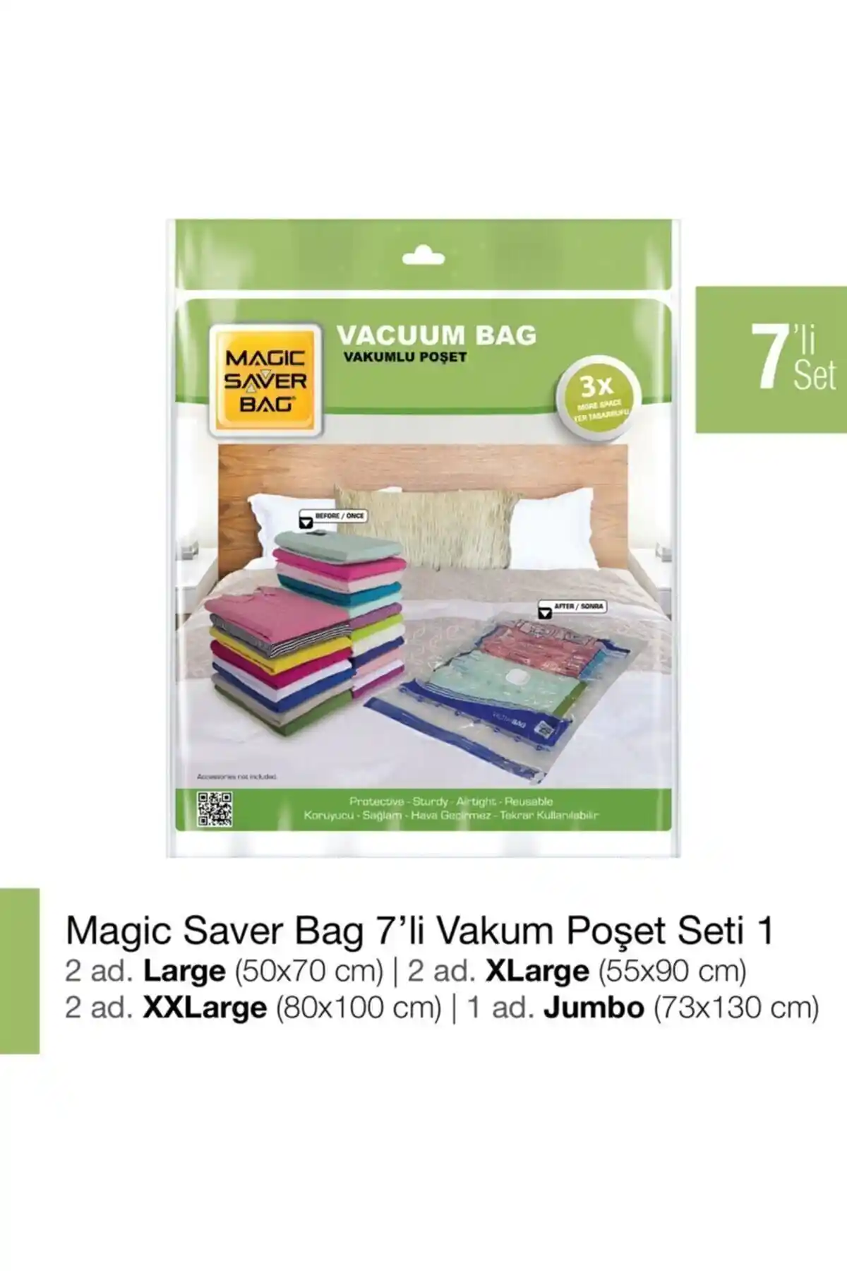 Magic Saver Bag 7'li Vakumlu Hurç ve Poşet Seti ile Alan Tasarrufu ve Düzen Sağlama