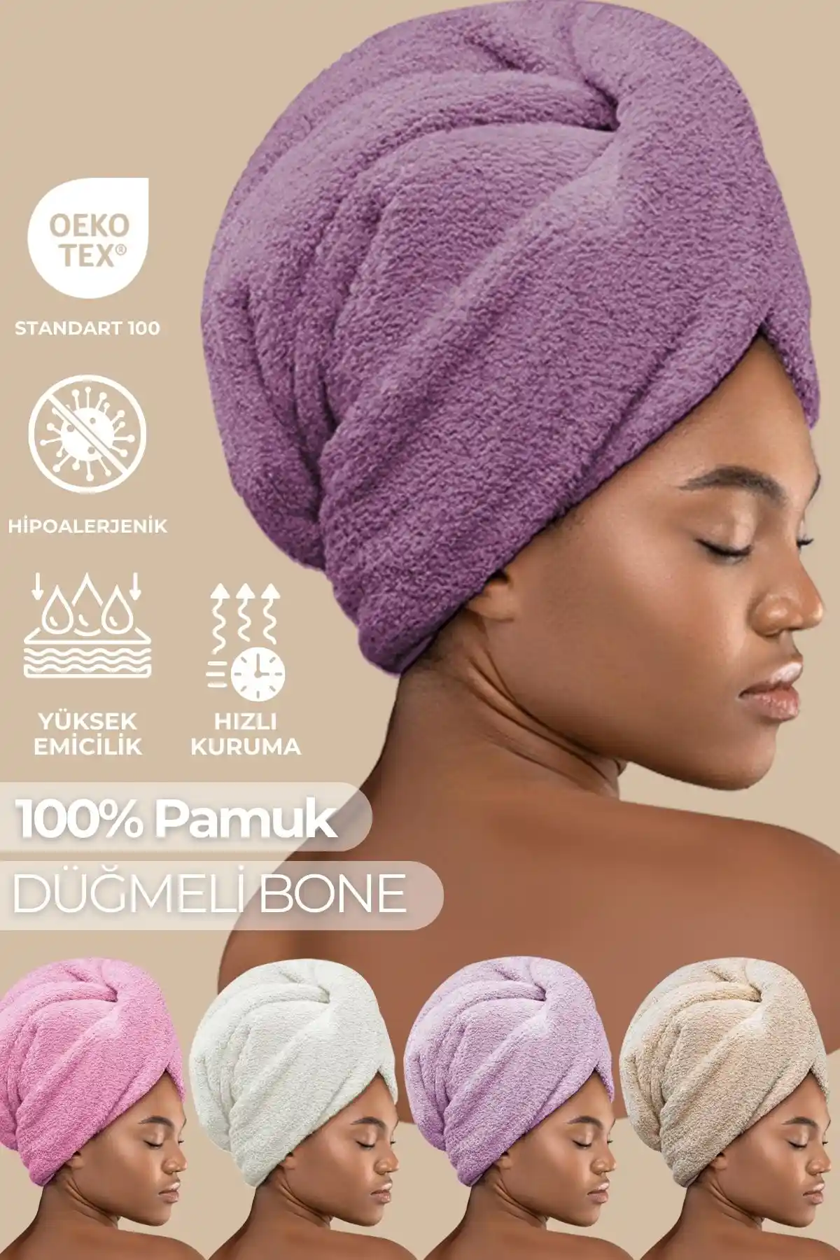 Miss Paris Home Düğme Lastikli Saç Havlusu: Şıklık ve Fonksiyonellik Bir Arada