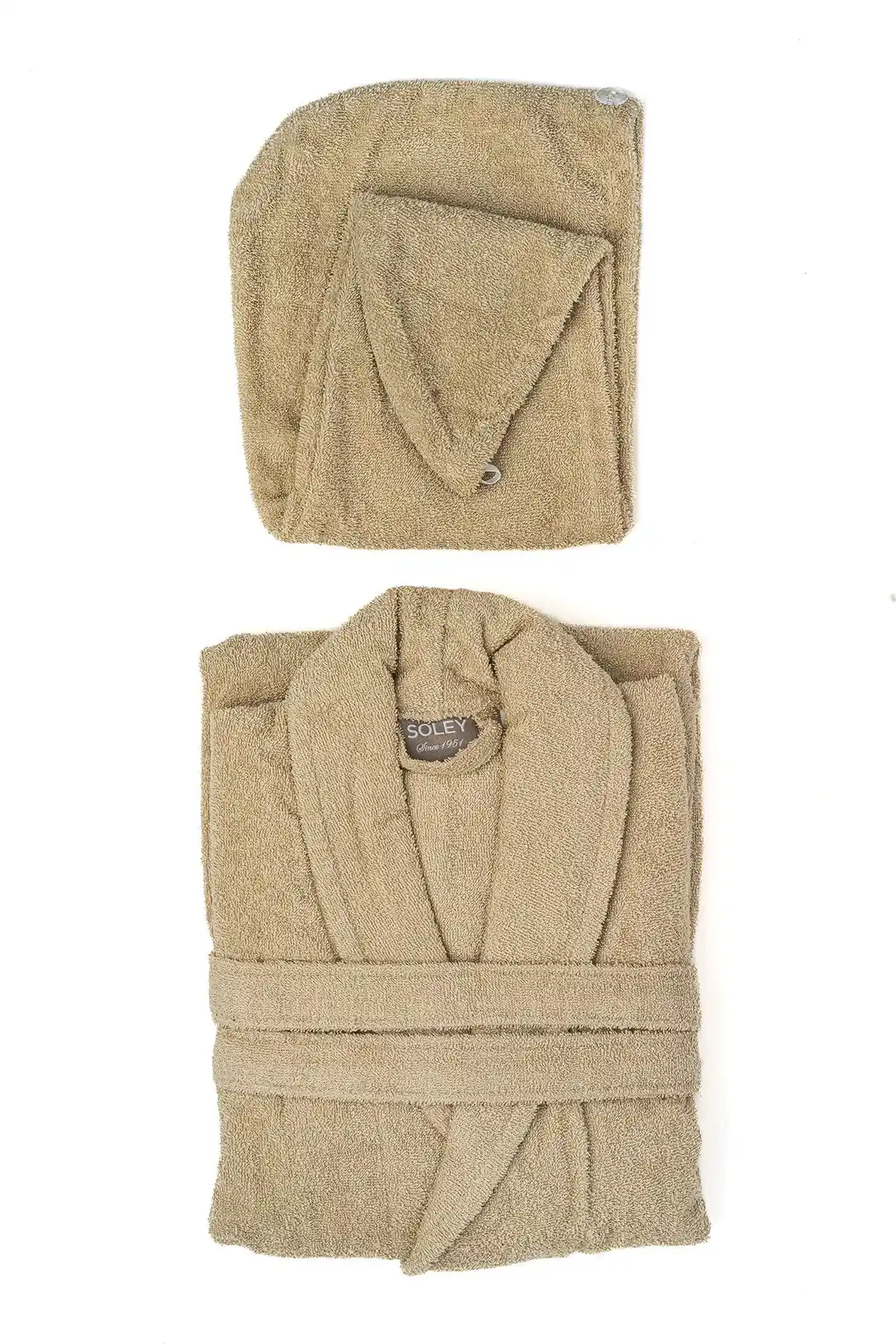 Soley Mayda Koleksiyonundan %100 Pamuklu Bornoz ve Saç Bonesi Seti