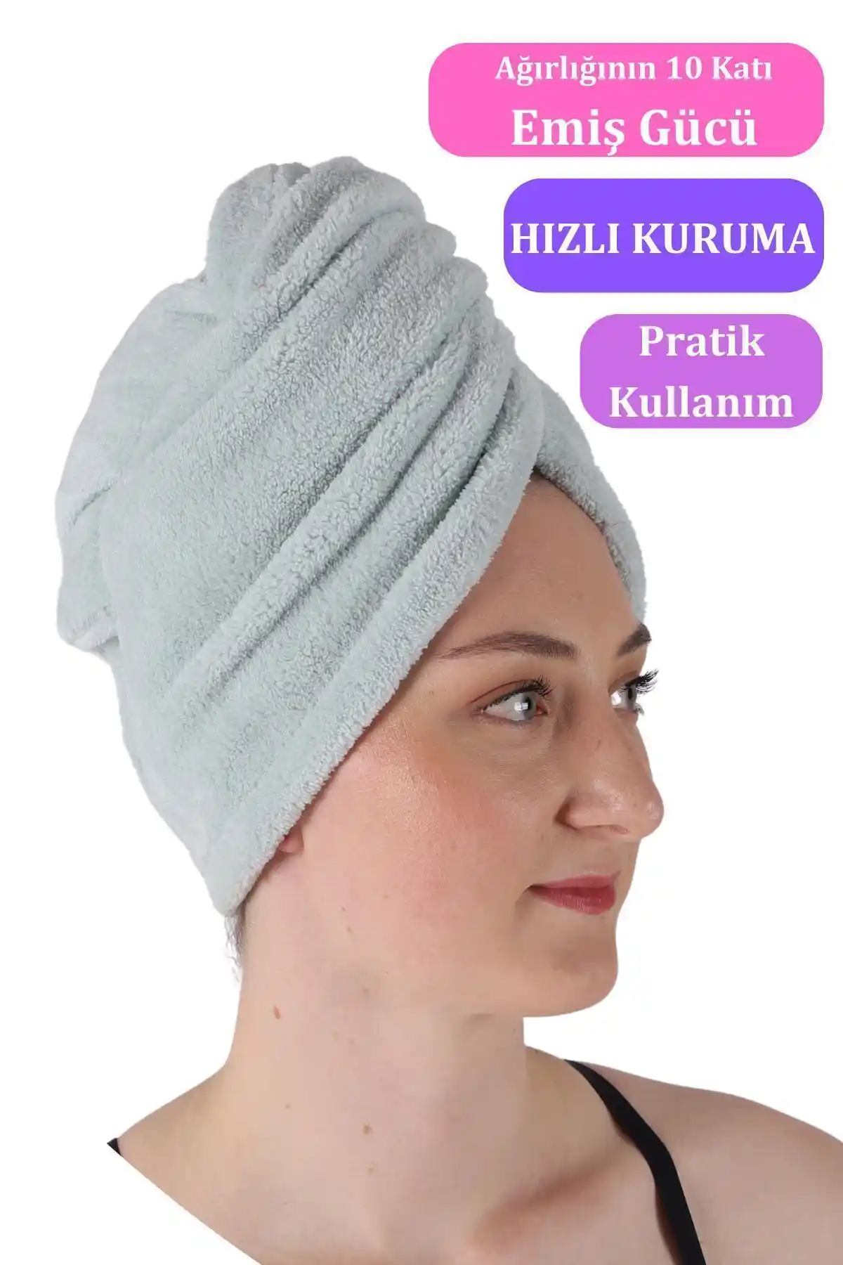 Vosvera Lüks Soft Saç Kurutma Bonesi Mint: Şık ve Nazik Kurutma Deneyimi