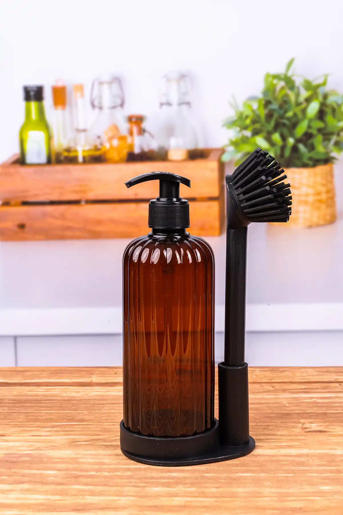 Yu<muş>ak Silikon Fırçalı Sabunluk Takımı Modern Mutfak ve Banyo Dekorasyonu İçin