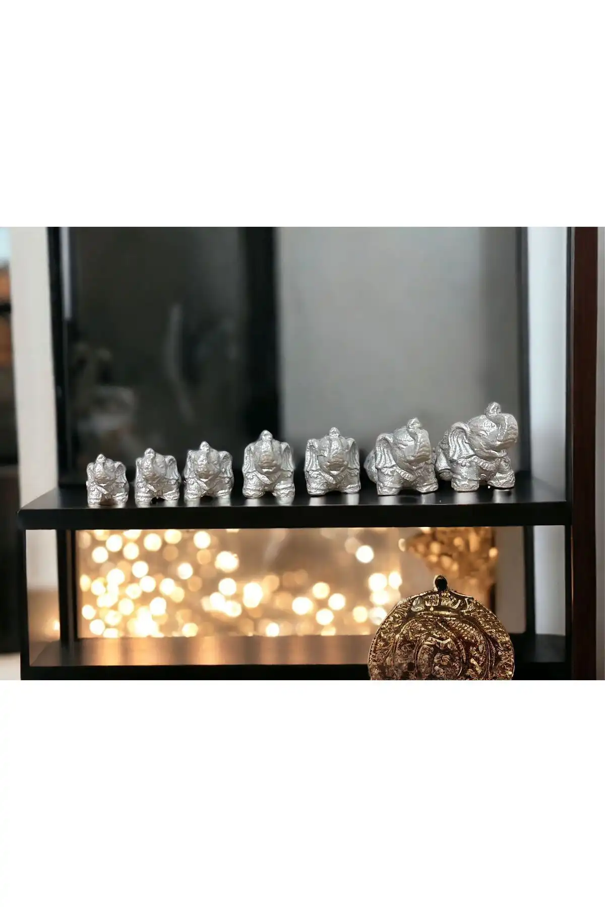 LuDesign 7'li Gri Renk Bereket Fil Seti ile Estetik ve Manevi Değer Arayın