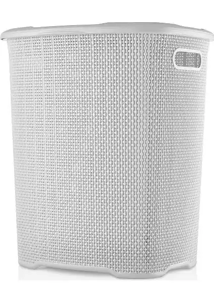 Aslife 52 Litre Damla Desenli Beyaz Kirli Çamaşır Sepeti - Fonksiyonel ve Estetik