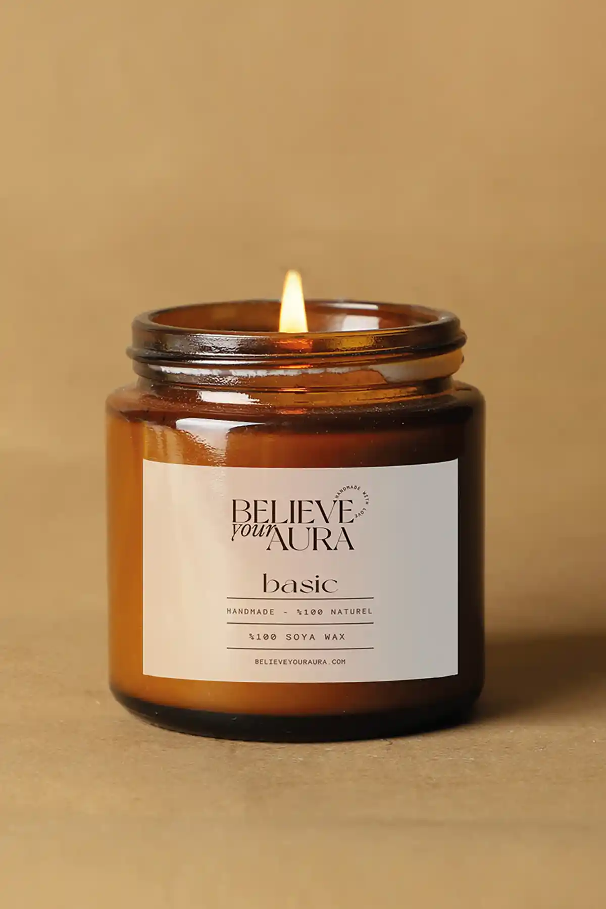 Believe Your Aura %100 Doğal Soya Mumu Amber Kavanoz Kokusu ve Aromaterapi