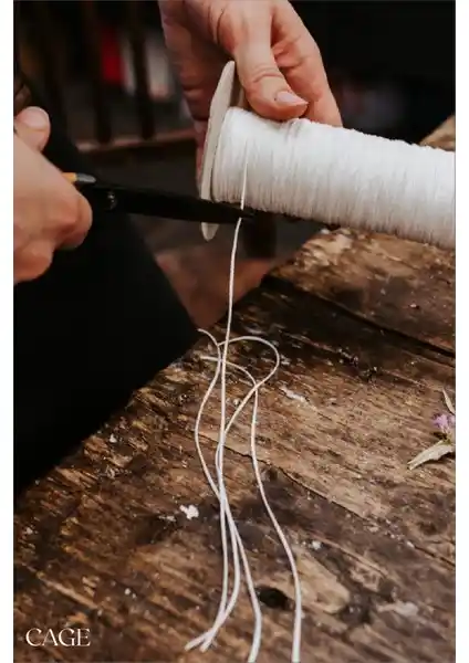 Cage Art Studio Mumlanmış Pamuk Fitili 10 Metre - Orta Kalınlıkta Mumlar İçin
