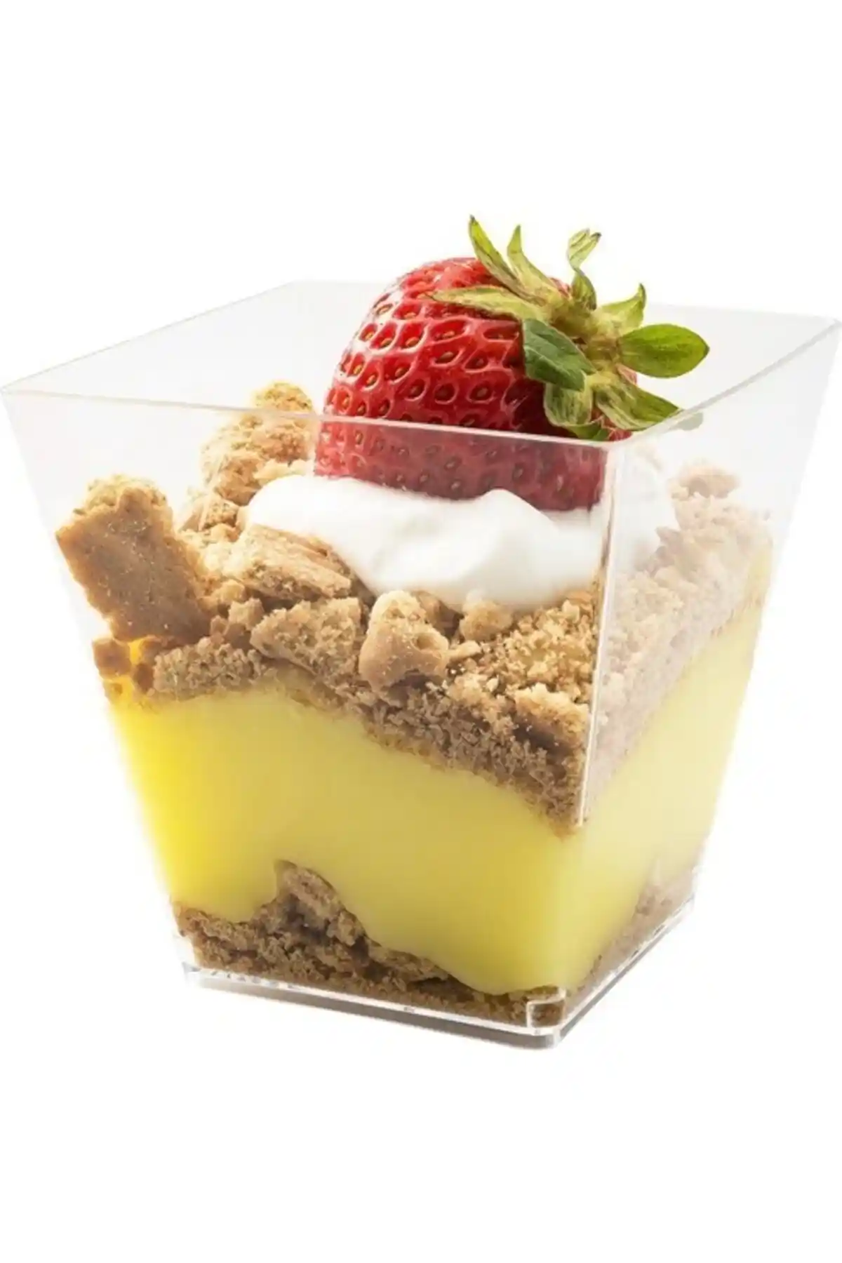 Çözüm Ambalaj Kristal Plastik Akrilik Prizma Kübik Kase 200cc 25 Adet Kapaksız