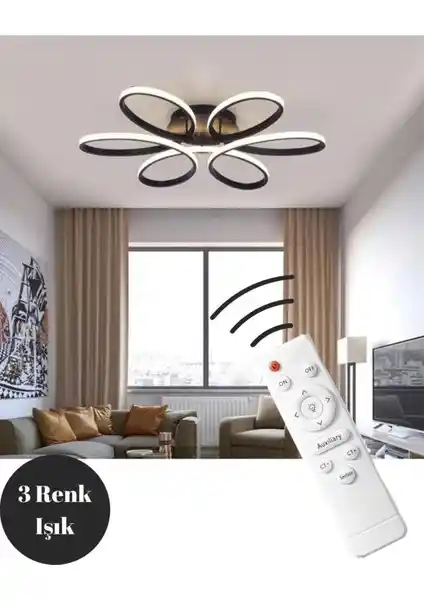 Elektroyou Nipul Siyah Kumandalı LED Avize: Modern Tasarım ve Ayarlanabilir Aydınlatma