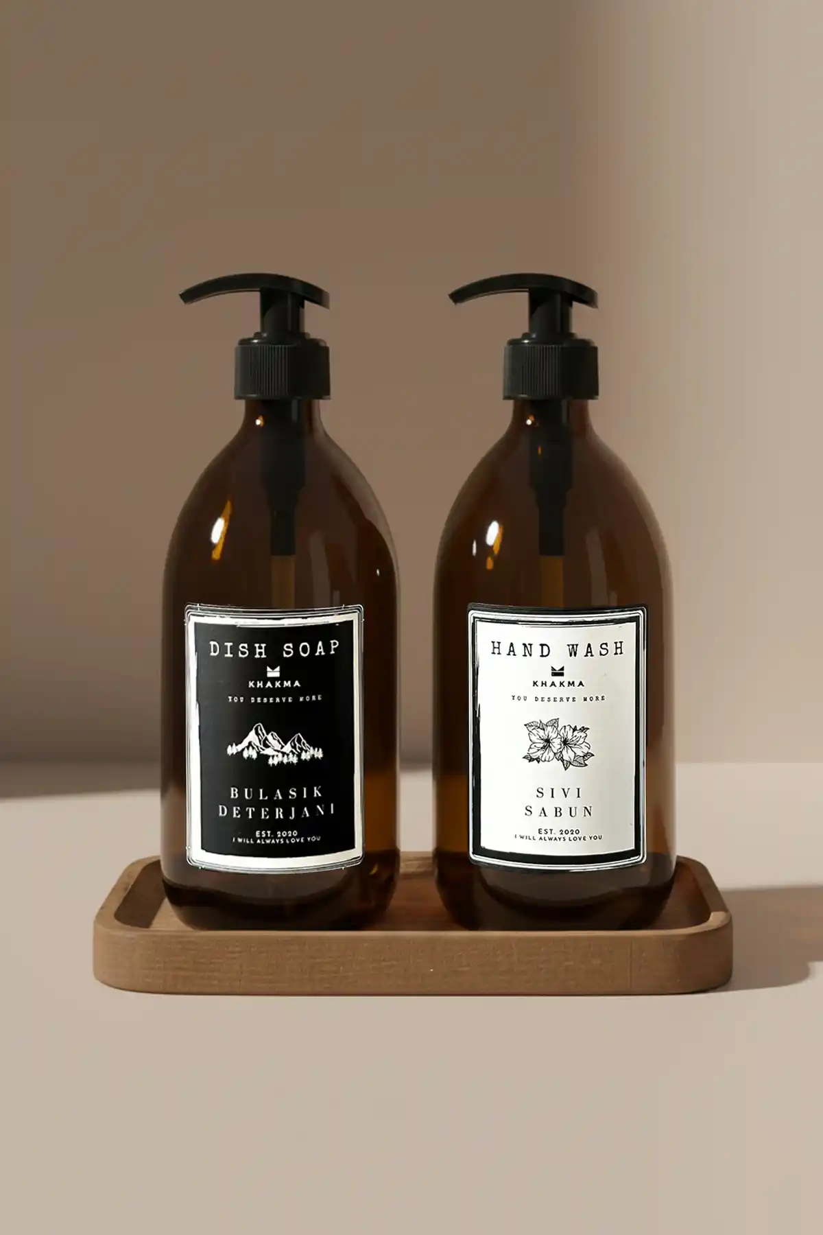 KHAKMA 2'li 500ml Cam Sıvı Sabun ve Bulaşık Deterjanı Şişesi ile Şıklık ve Fonksiyonellik