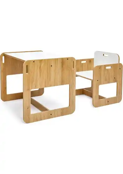 Minera 2-4 Yaş Kumru Ahşap Montessori Masa ve Sandalye Seti Sağlıklı ve Güvenli