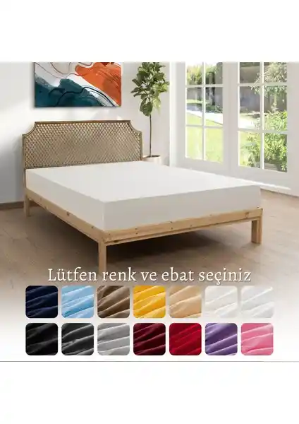 MODELHOME %100 Pamuklu Penye Lastikli Çift Kişilik Çarşaf 180x200 Krem Renk