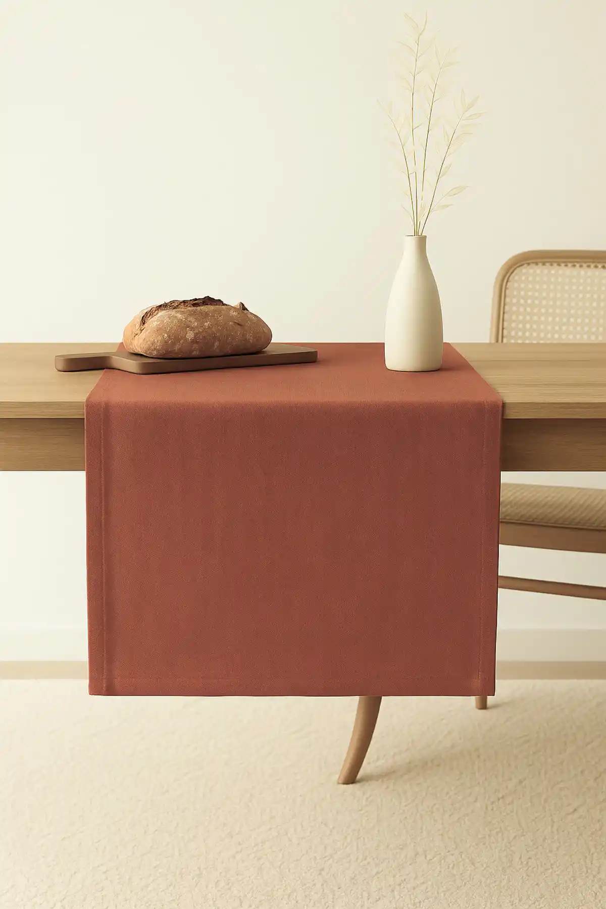 Wellstil Premium Keten Tarçın Runner 40x150 cm: Doğal ve Şık Masa Örtüsü