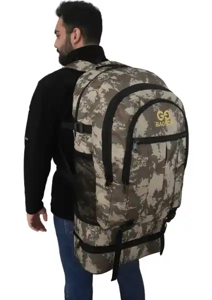 Baggor 90 Litre Körüklü Su Geçirmez Çok Gözlü Kampçı ve Seyahat Sırt Çantası