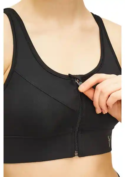 Cervus Kadın Fermuar Detaylı Büstiyer: Şık ve Konforlu Günlük Spor Tarzı Parça