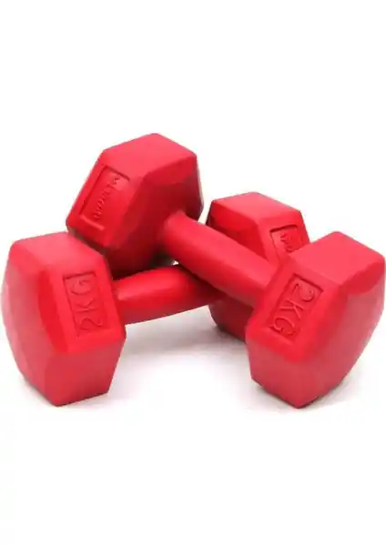 Delta 2 Kg Köşeli Kırmızı Plastik Dambıl Seti - Dayanıklı ve Ergonomik Spor Ağırlıklar