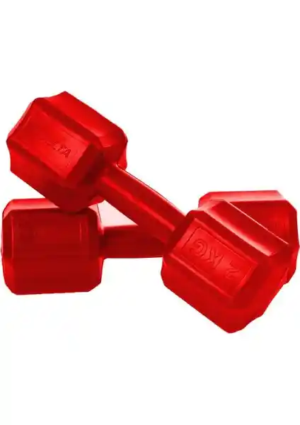 Delta 2 kg x 2 Köşeli Kırmızı Plastik Dambıl Ağırlık Seti - Dayanıklı ve Ergonomik Tasarım