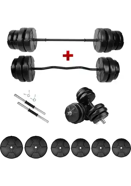 E-Life 28 kg Z Bar Dambıl ve Halter Seti ile Evde ve Spor Salonlarında Güç Artırıcı Antrenman