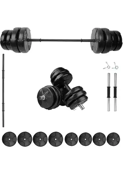 E-Life 35 kg Dambıl ve Halter Seti ile Güç ve Esneklik Artırıcı Antrenmanlar