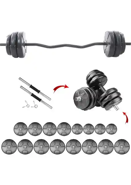 E-Life Training 59 Kg Dambıl ve Halter Seti: Dayanıklı ve Çok Yönlü Ağırlık Çözümü