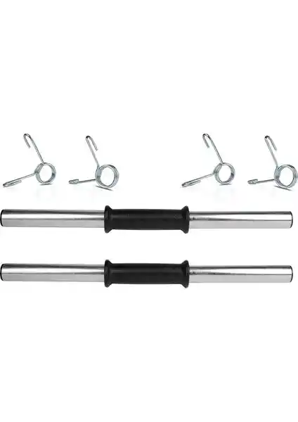 Ecgspor 2 Adet 40 cm Krom Dambıl Barı ve Çelik Sıkıştırma Yayı Seti ile Güçlü Antrenmanlar