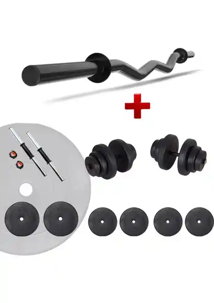 Ecgspor Z Bar ve Dambıl Seti 25 kg dayanıklı ve çok yönlü fitness ekipmanı