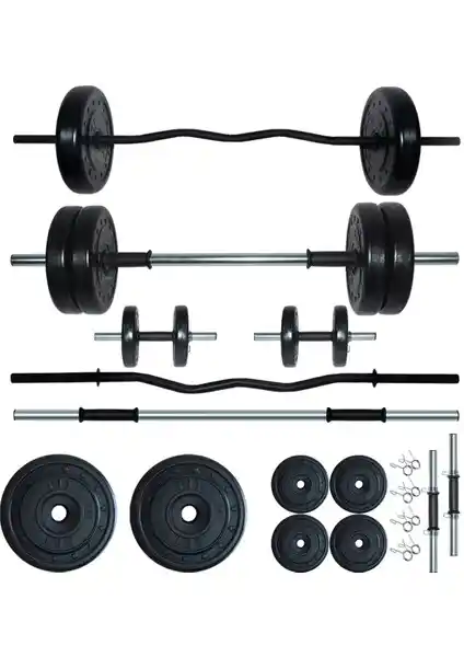 Fitset 28 kg Z Barlı Halter ve Dambıl Seti Profesyonel Sporcular ve Fitness Severler İçin