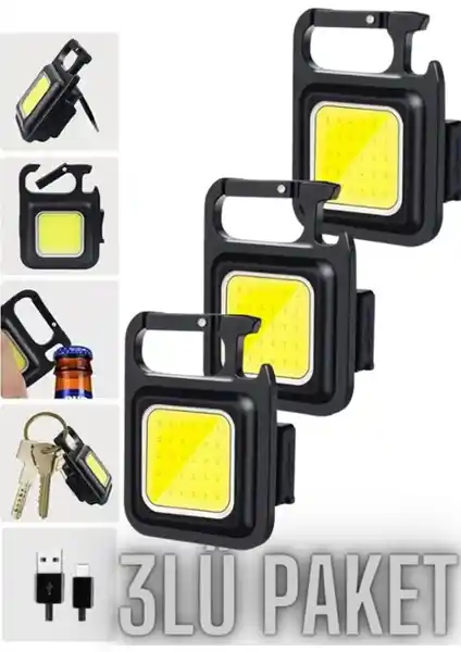 Hubstein 3'lü LED Anahtarlıklı Metal Kasa El Feneri Seti Güçlü ve Çok Yönlü Aydınlatma Çözümü