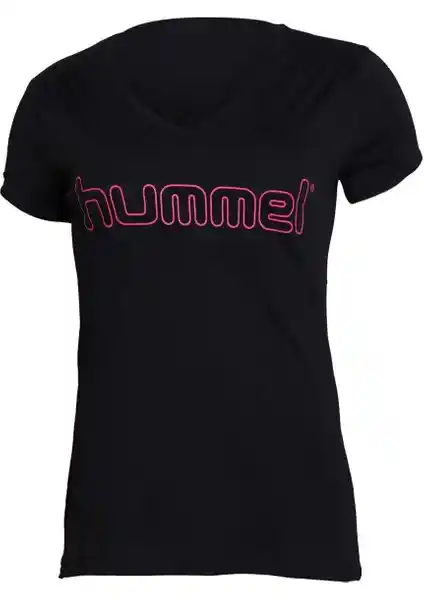 Hummel Klara Kadın Siyah Baskılı V Yaka Tişört: Şıklık ve Konforun Birleşimi