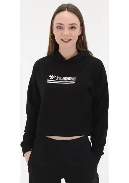 Hummel Raycel Kadın Siyah Kapüşonlu Crop Sweatshirt Modern ve Konforlu Tasarım