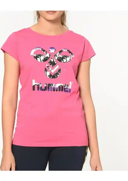Hummel Triana Kadın Pembe Baskılı Bisiklet Yaka Tişört: Rahat ve Şık Günlük Giyim Seçeneği