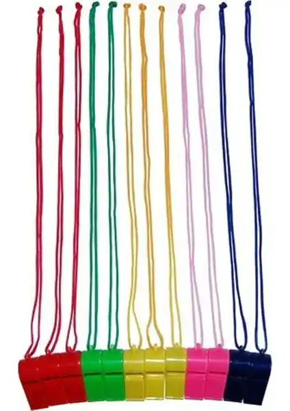 HYD 12'li Plastik Düdük Seti Güvenlik ve Eğlence İçin Dayanıklı ve Renkli Düdükler