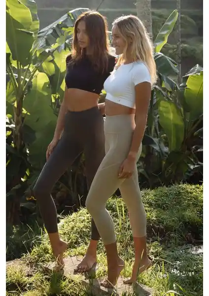 Jerf Pine Yüksek Bel Toparlayıcı Tayt Haki Kadın Giyim ve Spor Ürünü