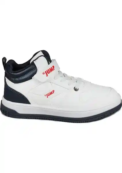 Jump 27758 Çocuk Spor Ayakkabısı Beyaz Lacivert Yüksek Bilekli Pratik ve Konforlu Tasarım