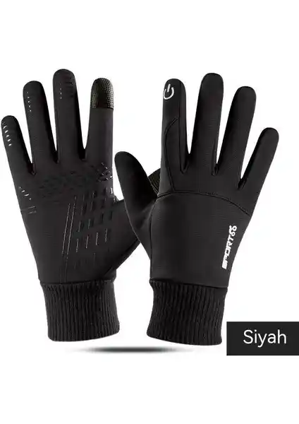 Kış Sporları ve Dış Mekan Aktiviteleri İçin Su Geçirmez ve Dokunmatik Ekran Uyumlu Siyah Çay Eldiveni