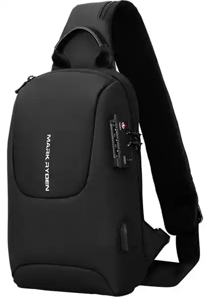 Mark Ryden Şifreli Su Geçirmez Omuz Askılı Çanta Siyah Günlük ve Seyahat Kullanımı