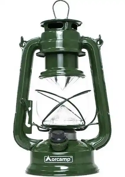 Orcamp Retro Pilli Kamp Feneri Yeşil Renkli Şık ve Dayanıklı Dış Mekan Aydınlatma