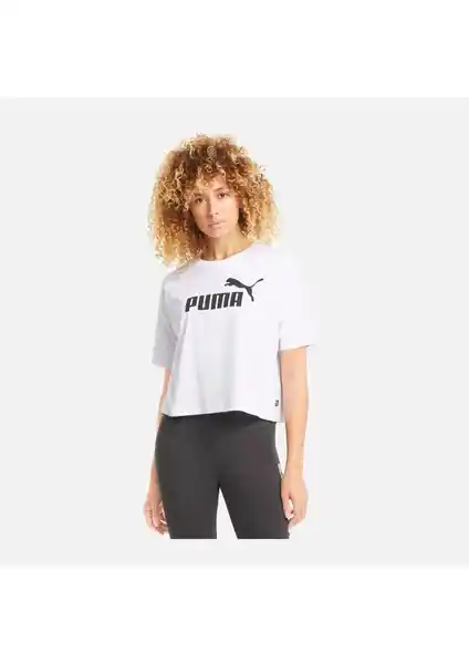 Puma ESS Cropped Logo Kadın Beyaz T-shirt Modern Tasarım ve Yüksek Konfor Sunar