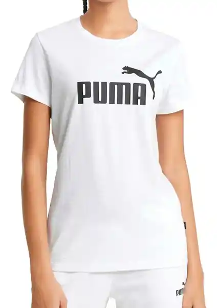 Puma ESS Logo Beyaz Kadın Kısa Kollu T-Shirt Günlük ve Spor Kombinleri İçin Uygun